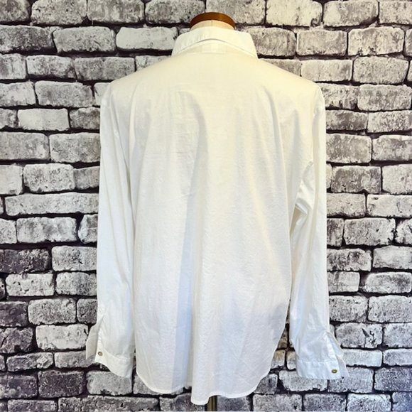 Chico's Design White Button Down Long Sleeve Blouse Size XL - Picture 6 of 9